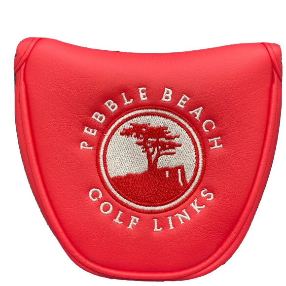 Pebble Beach Golf Links Mallet Putter Golf Head Cover Red White NEW - Picture 2 of 5